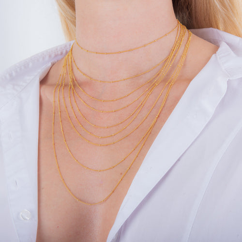 Collier ras du cou en argent sterling plaqué or avec perles taillées en diamant, rallonge de 30 à 61 cm