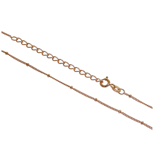 Chaîne à pompon en argent sterling plaqué or rose de 30 à 61 cm