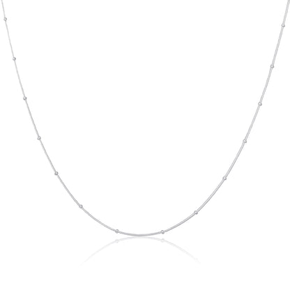Collier ras du cou en argent sterling avec perles de 1 mm et chaîne serpent de 30 cm + rallonge de 7,6 cm