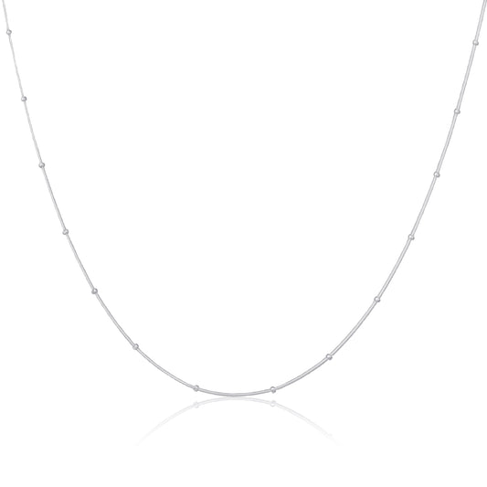 Collier ras du cou en argent sterling avec perles de 1 mm et chaîne serpent de 30 cm + rallonge de 7,6 cm