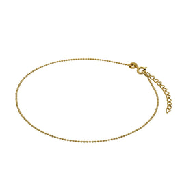 Bracelet de cheville en argent sterling plaqué or avec perles de 1 mm, 23 cm + 4 cm