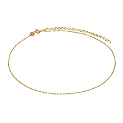 Collier ras du cou en argent sterling plaqué or avec perles de 1 mm, 30,5 cm et 7,6 cm