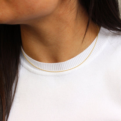 Collier ras du cou en argent sterling plaqué or avec perles de 1 mm, 30,5 cm et 7,6 cm