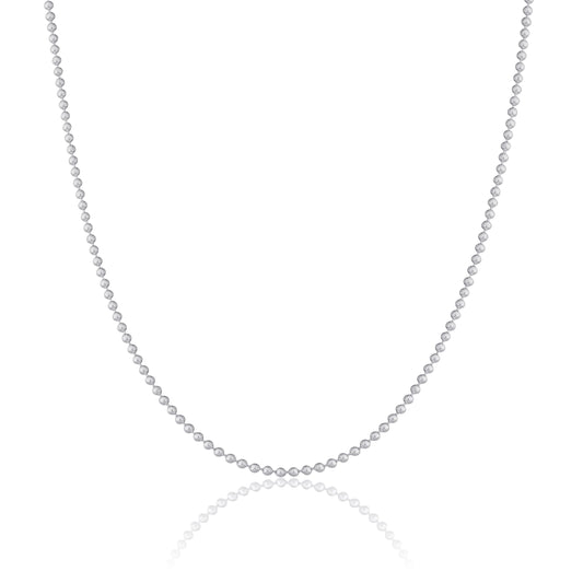 Collier ras du cou en argent sterling avec perles de 2 mm, 30 cm + rallonge de 7,6 cm
