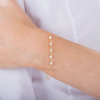 Bracelet fin en argent sterling plaqué or avec perles de 3,5 mm