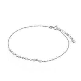 Bracelet de cheville martelé en argent sterling et perles, 23 cm + 4 cm