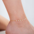 Bracelet de cheville en argent sterling plaqué or et perles martelées 23 cm + 4 cm