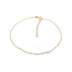 Bracelet de cheville en argent sterling plaqué or et perles martelées 23 cm + 4 cm