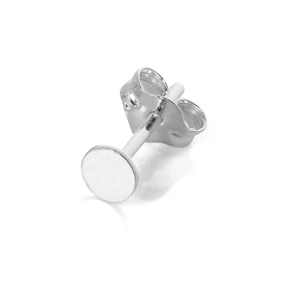 Boucle d'oreille à tige en argent sterling avec disque rond plat de 4 mm