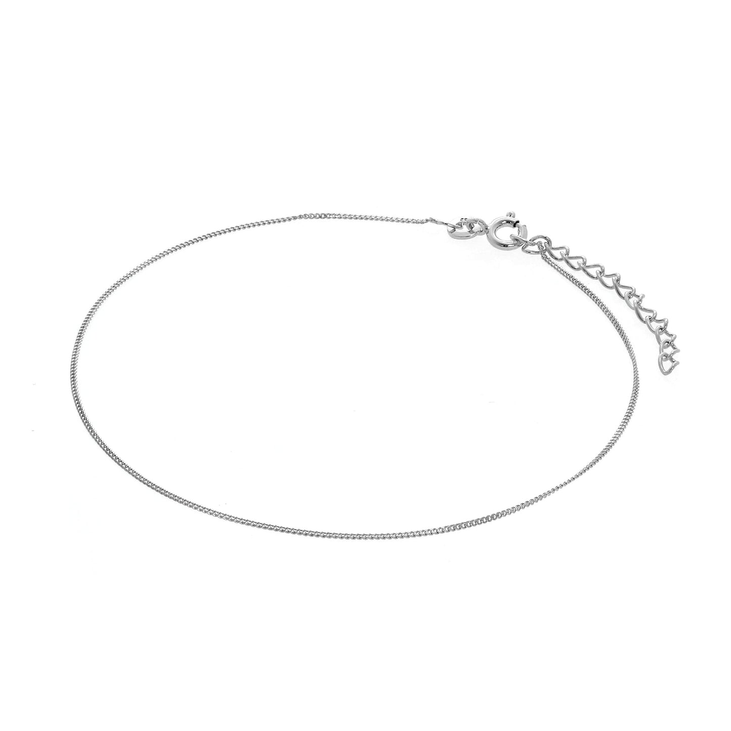Bracelet de cheville en argent sterling avec bordure en diamant, 9 + 1,5 pouces
