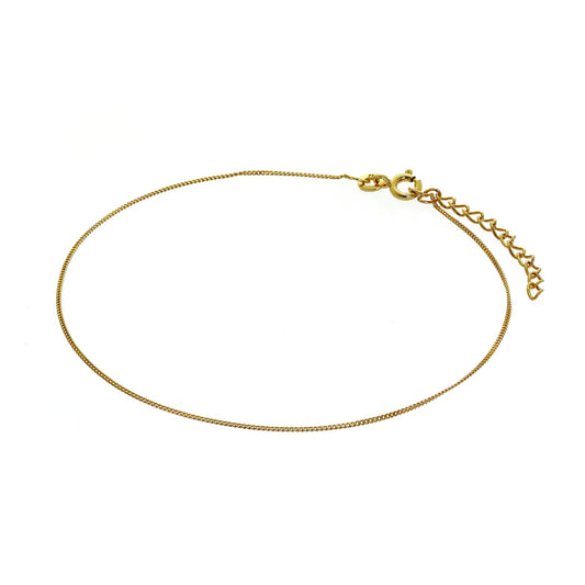 Bracelet de cheville en argent sterling plaqué or taille diamant 9 + 1,5 pouces