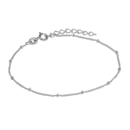 Bracelet gourmette en argent sterling avec pompon et diamants