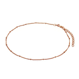 Bracelet de cheville à pompon en argent sterling plaqué or rose - 23 cm + 4 cm