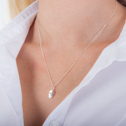 Collier en argent sterling avec tête de mort et cœur - 14 à 32 pouces