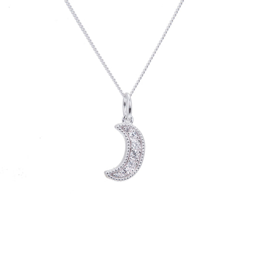 Collier croissant de lune en argent sterling et zircone cubique de 35 à 81 cm