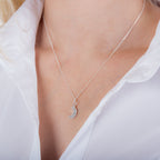 Collier croissant de lune en argent sterling et zircone cubique de 35 à 81 cm