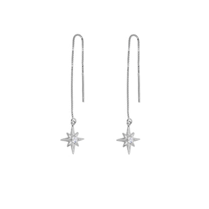 Boucles d'oreilles pendantes en argent sterling avec zircones cubiques transparents en forme d'étoile