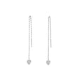 Boucles d'oreilles pendantes en argent sterling avec cœur et zircones cubiques transparents
