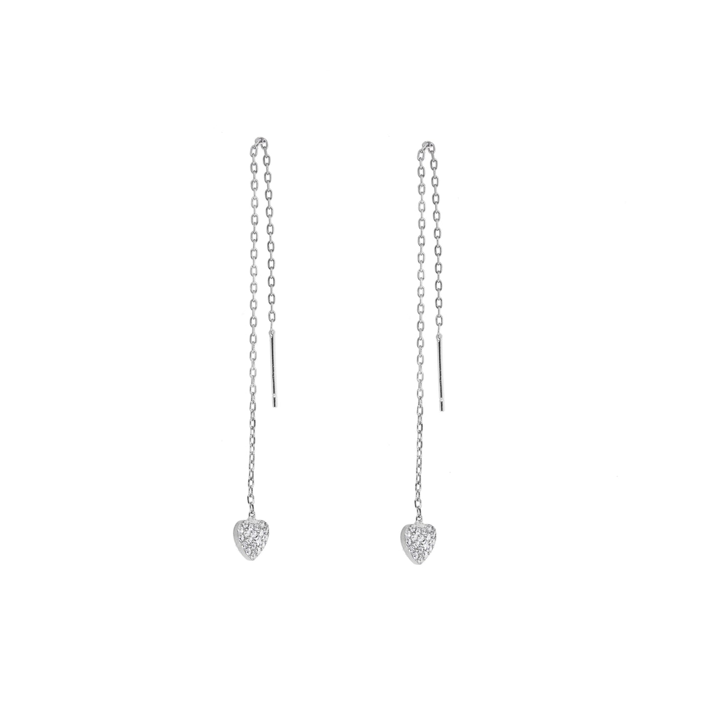 Boucles d'oreilles pendantes en argent sterling avec cœur et zircones cubiques transparents