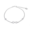 Bracelet ajustable en argent sterling avec infini et zircone cubique ronde