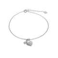 Bracelet réglable en argent sterling avec cadenas en forme de clé et de cœur
