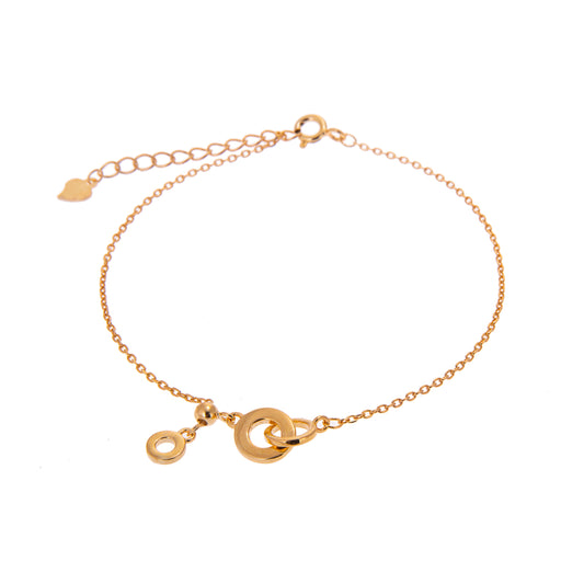Bracelet réglable en argent sterling plaqué or avec cercles karma entrelacés