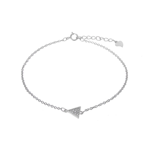 Bracelet ajustable en argent sterling avec pavé de zircones cubiques transparents et triangles