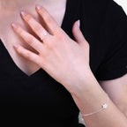 Bracelet réglable en argent sterling avec pavé de zircones cubiques transparents et étoile