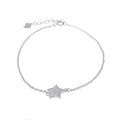 Bracelet réglable en argent sterling avec pavé de zircones cubiques transparents et étoile
