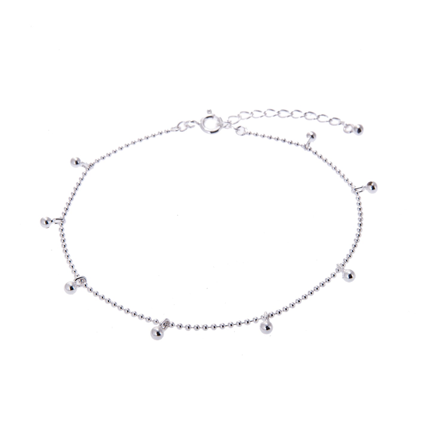 Bracelet réglable en argent sterling avec perles multi-boules et pendantes
