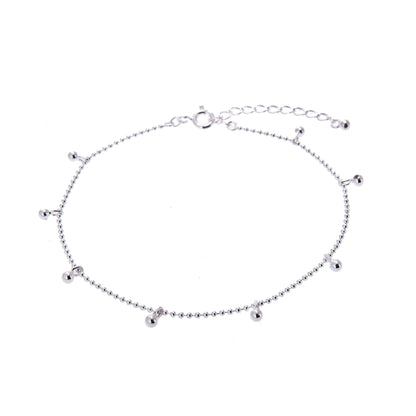 Bracelet réglable en argent sterling avec perles multi-boules et pendantes