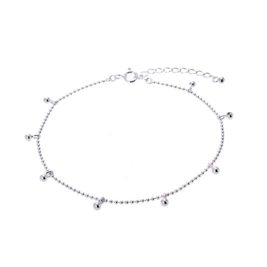 Bracelet réglable en argent sterling avec perles multi-boules et pendantes