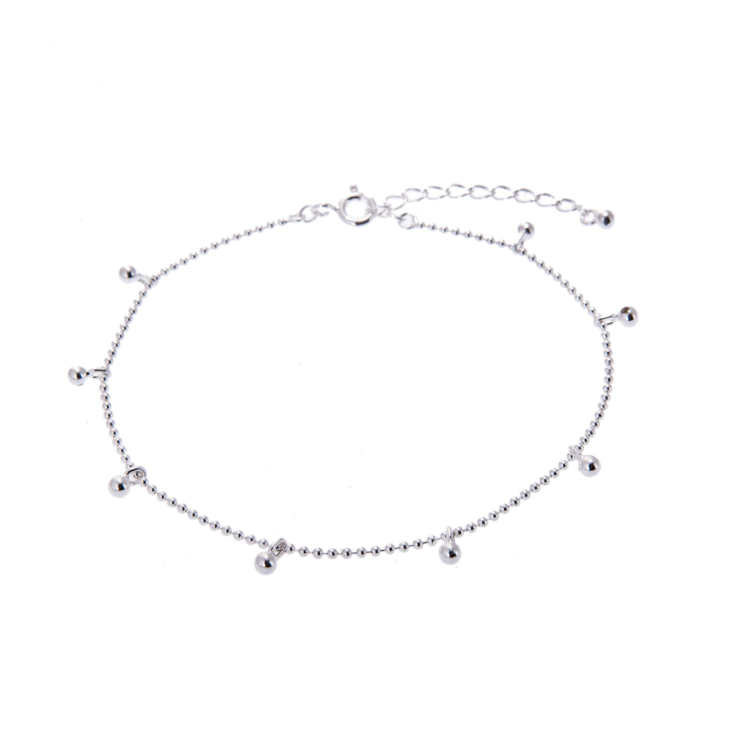Bracelet réglable en argent sterling avec perles multi-boules et pendantes