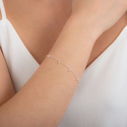 Bracelet réglable en argent sterling avec perles multi-boules et pendantes