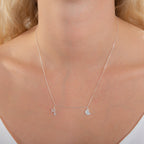 Collier étoile et lune en argent sterling avec zircones cubiques transparents