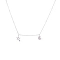 Collier étoile et lune en argent sterling avec zircones cubiques transparents
