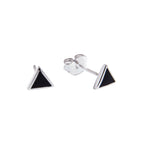 Boucles d'oreilles à tige minimalistes en argent sterling et émail noir triangulaire