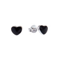 Boucles d'oreilles à tige en argent sterling avec cœur en émail noir