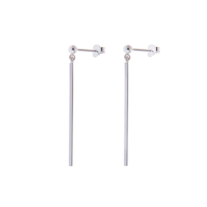 Boucles d'oreilles à tige en argent sterling avec longues barres et boules pendantes