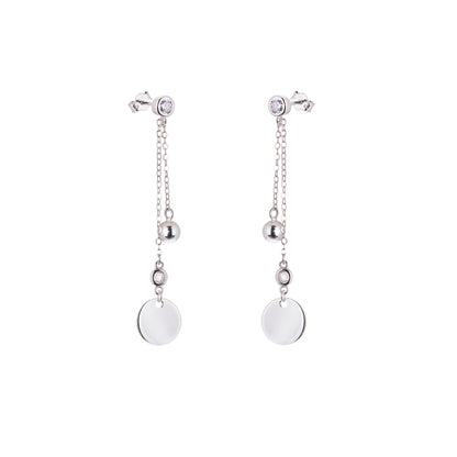 Boucles d'oreilles pendantes en argent sterling avec boule en forme de disque et zircone cubique