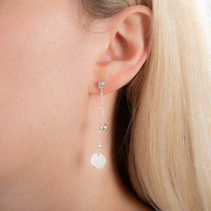 Boucles d'oreilles pendantes en argent sterling avec boule en forme de disque et zircone cubique