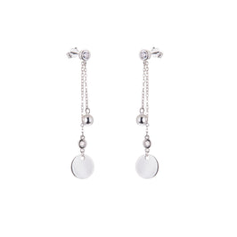 Boucles d'oreilles pendantes en argent sterling avec boule en forme de disque et zircone cubique