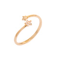 Bague réglable ouverte en argent sterling plaqué or avec petite étoile et zircones cubiques transparents