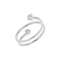 Bague réglable ouverte en argent sterling avec double oxyde de zirconium transparent rond