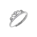 Bague réglable en argent sterling avec couronne diadème et zircone cubique transparent
