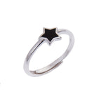 Bague ajustable en argent sterling avec étoile en émail noir