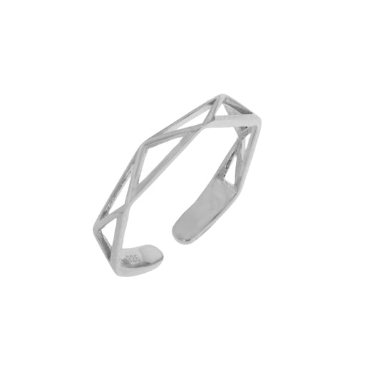 Bague ajustable géométrique en argent sterling avec triangles