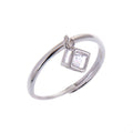 Bague réglable en argent sterling avec pendentif en forme de cube carré et zircone cubique transparent