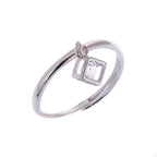 Bague réglable en argent sterling avec pendentif en forme de cube carré et zircone cubique transparent