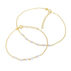 Ensemble de bracelets et de chevilles en argent sterling plaqué or et perles